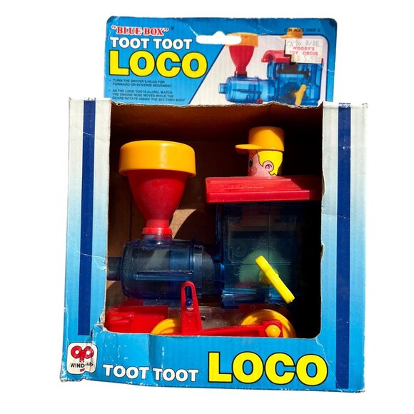 Vintage Blue Box Wind-Up Toot Toot Loco Toy Train With See-Through Body - Picture 2 of 6